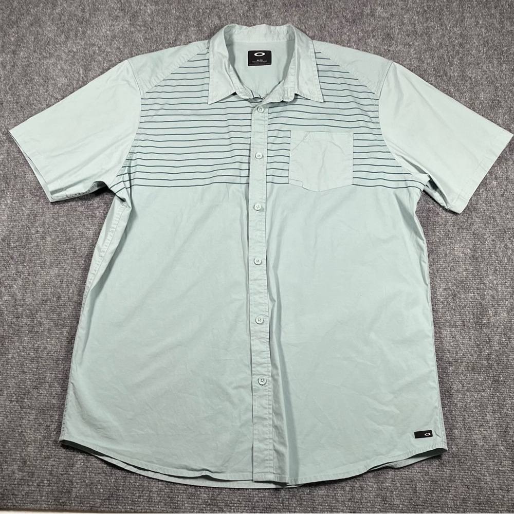 Oakley Shirt Mens XL Blue Short Sleeve Casual Button